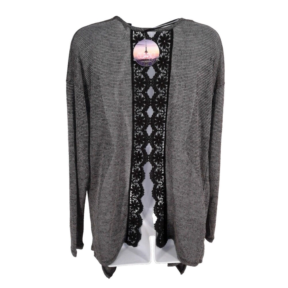 Fairycore Black Open Front Cardigan Lacy Back Panel Love By Design M Romantic